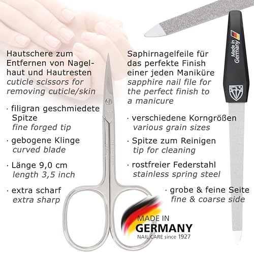 3 Swords Germany - brand quality 6 piece manicure pedicure grooming kit set genuine leather case black, Made in Germany