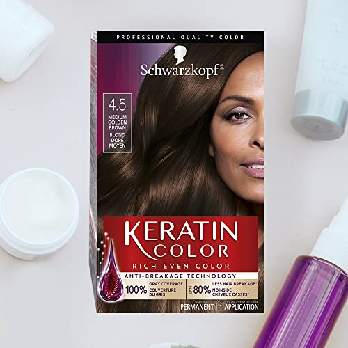 Schwarzkopf Keratin Color Permanent Hair Dye, Shade 4.5 Medium Golden Brown