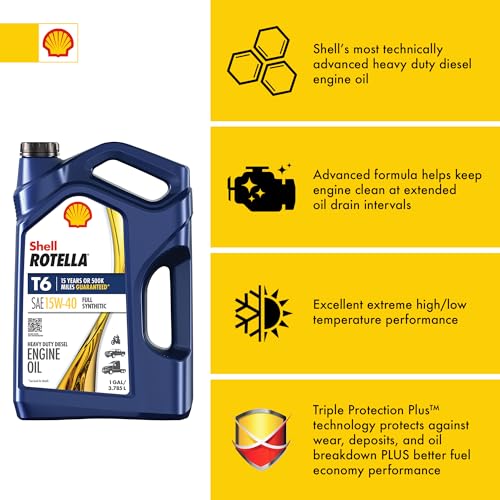 Shell Rotella T6 15W-40 Diesel Engine Oil, 1 Gallon