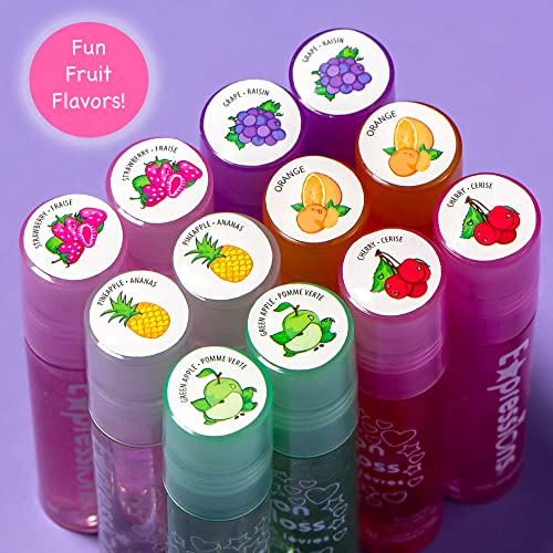 12pc Roll-On Lip Gloss Set for Kids – Fruity Flavors, Non-Toxic