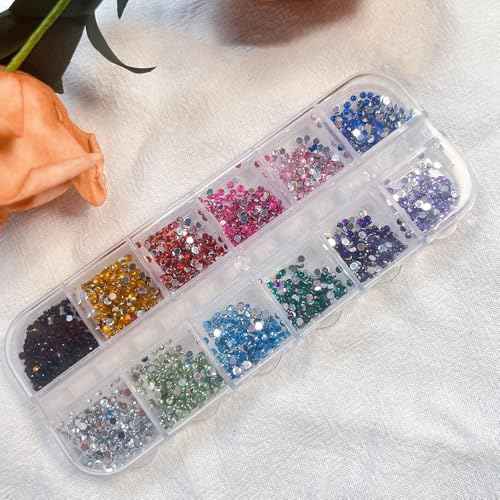 3000pcs 3D Flatback Rhinestones 2mm Mini Charms for Nail Design - Colorful Resin Diamonds Gems Jewels Kit for Nail Art and Crafting