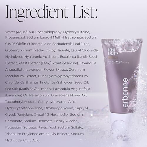 Arbonne DermResults Advanced Gel Cleanser ? Hydrating Daily Face Wash for Women & Men with Hyaluronic Acid and Aloe Vera for Soft, Smooth, Refreshed Skin, 3 fl oz / 90 ml