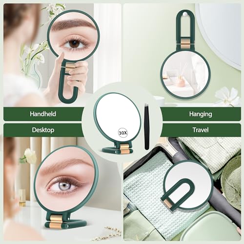 30X Magnifying Mirror with Handle - Portable Double-Sided Makeup Mirror