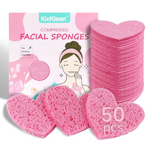 60-Count Heart Shape Cellulose Facial Sponges - Natural Cleansing