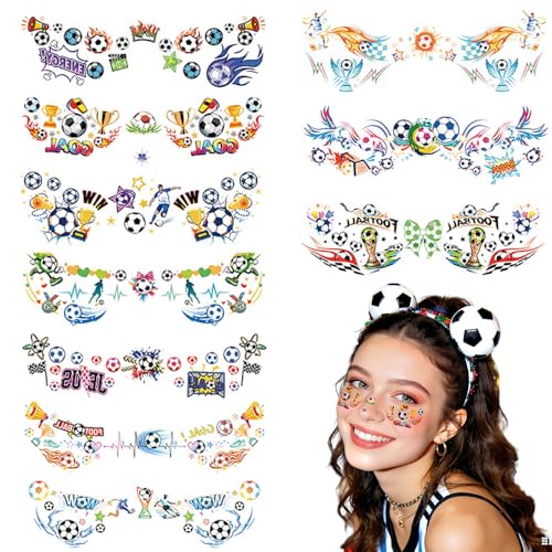 World Cup 2026 Soccer Temporary Face Tattoos, 10 Designs Waterproof