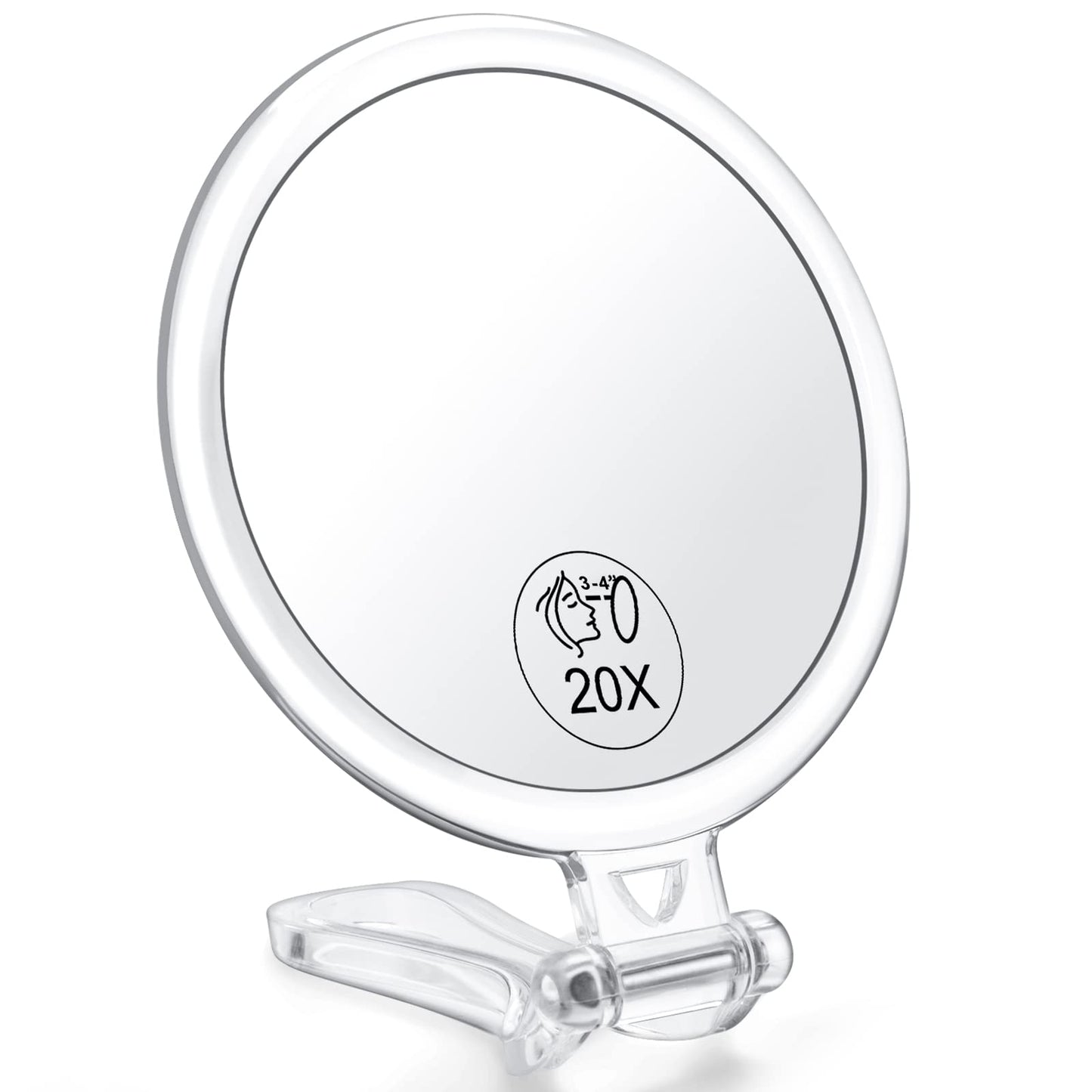 AMISCE 20x Magnifying Mirror, Travel Handheld Mirror - 2-Sided with 1X 20X Magnification Adjustable Handle, Portable, Small, Girl Women Mother's Gift