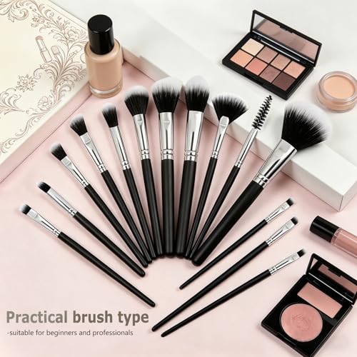 14-Piece Makeup Brush Set with Travel Case | Fiber Bristles