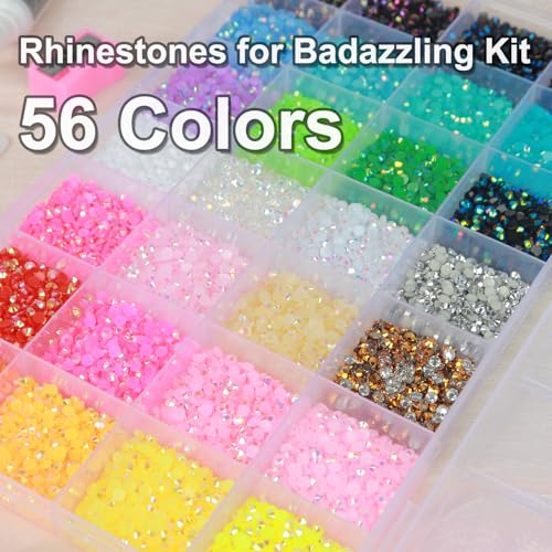 2 Boxes Bedazzling Rhinestones Kit 56 Colors 3mm with All Tools & Glue - BAOYAALIN