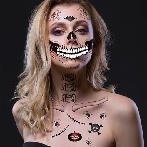 Halloween Temporary Tattoos - Scary Skull Spider Clown Stickers