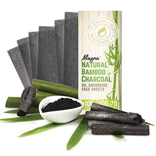 Alayna TM Oil Blotting Sheets for Face Natural Bamboo Charcoal Paper Oily Skin Absorbing Tissues Beauty Blotters Remove Excess Shine Organic Blot Papers Facial Make Up & Care 1 Pack