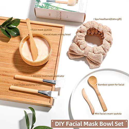 JPNK New Facial Mask Bowl Set, New DIY 6Pack DIY Clay Mask Mixing Kit (Brown)