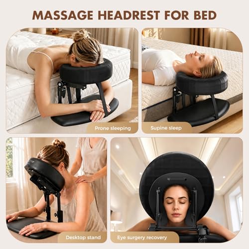Adjustable Massage Headrest for Bed with Memory Foam Pillow