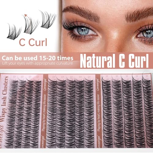 Geeneiya C Curl Wispy Lash Clusters – 10-14MM Natural Look