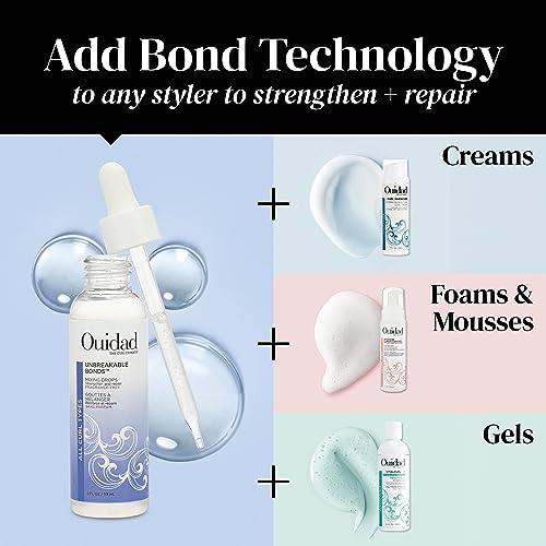 Ouidad Unbreakable Bonds Mixing Drops, Strengthen & Repair Hair, Fragrance Free 2 Fl Oz