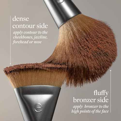 EcoTools Sculpt + Bronze Dual-Ended Makeup Brush, Fluffy Bronzer & Dense Contour Brush for Liquid, Cream & Powder Face Makeup, Travel-Friendly, Vegan & Cruelty-Free, Eco-Friendly Handle, 1 Count