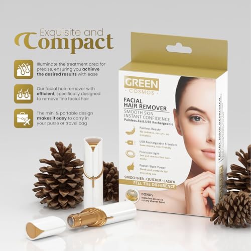 Facial Hair Remover for Women ? Gentle & Painless Removal for Peach Fuzz, Lip & Chin ? USB Rechargeable