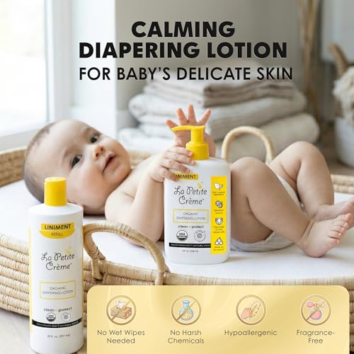 La Petite Creme Organic Baby Lotion - Diaper Cream & Skin Cleanser (8 oz)