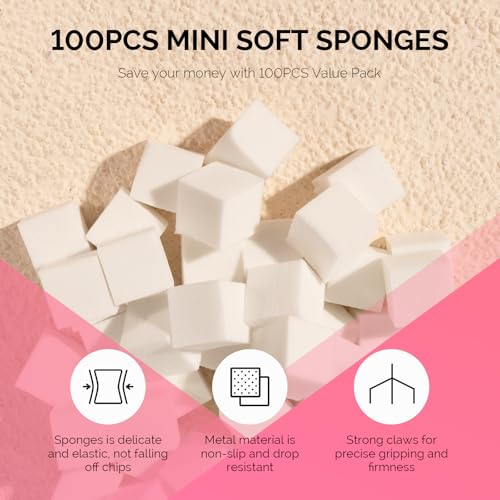 MelodySusie 100Pcs Soft Nail Sponges with Grabbing Pen - Ombre & Gradient Nail Art Tools