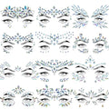 Face Jewels Gems Rhinestone Stickers - 12 Sets Self-Adhesive