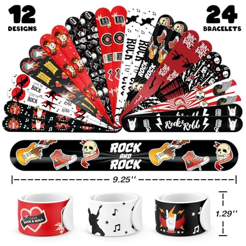 Rock and Roll Party Favors Set - 36 Tattoos & 24 Slap Bracelets