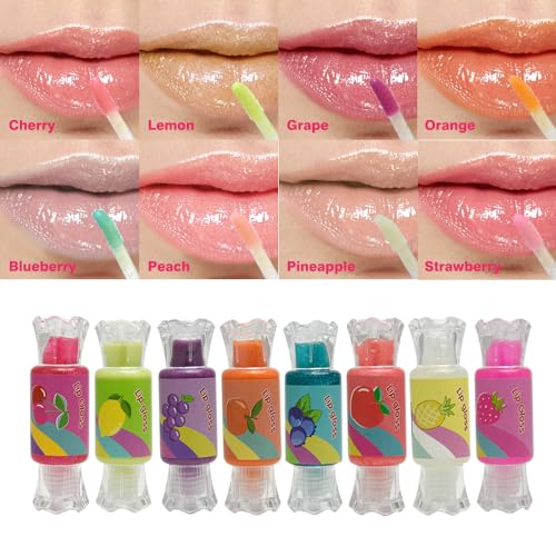 Mebtmel Glitter Lip Gloss Set for Kids, 6-Pack Candy Shapes