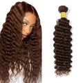 WuvuSnm #4 Deep Wave Human Hair Bundles - 16 Inch Brown