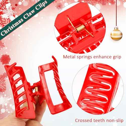 Christmas Hair Claw Clips for Women, Christmas Hair Accessories Santa Claus Claw Clips for Women Girls, Holiday Hair Accessories for Women Party Outfits (3Pcs)