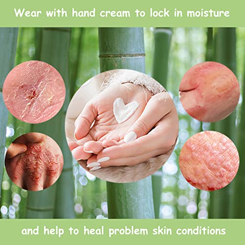 Bamboo Gloves for Eczema, Medium/Large, Women and Men, Dry Hands, Overnight Moisturizing Gloves, 3 Pairs