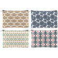 4Pcs Boho Makeup Bags 5.91x9.06 inch Floral Canvas Cosmetic Bags with Zipper Canvas Travel Toiletry Pouches for Women Party Shopping Home Accessories(Orange Blue Green Gold)