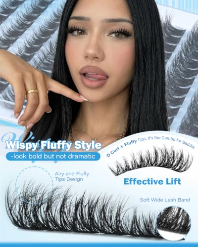 Wispy Lash Clusters 8-12mm D Curl Fluffy Eyelash Extensions