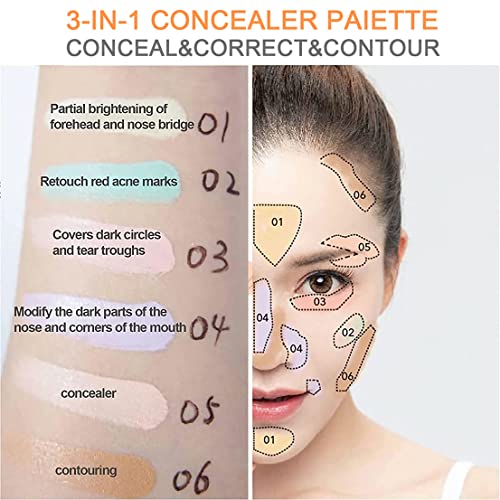 6-In-1 Concealer Contour Palette with Brush Set