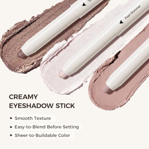 Exmiloo Cream Eyeshadow Stick Set - 3 Neutral Matte & Shimmer