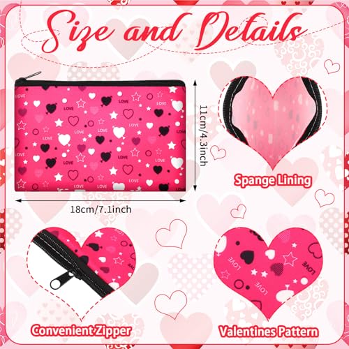Abbylike 24 Pcs Valentines Day Gifts Bulk Valentines Makeup Bags for Women Cosmetic Bags Toiletry Zipper Pouch Valentine's Day Party Favors for Her(Stylish Style)