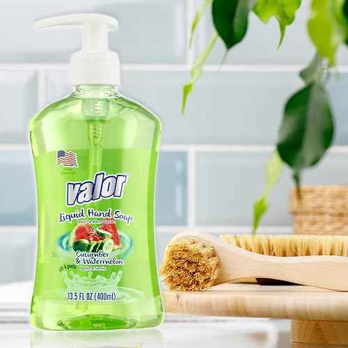 Valor Moisturizing Liquid Hand Soap, |Hand soap| Suitable for All Skin Types, Delightful Cucumber & Watermelon Scent, 13.5 Fluid Ounces (Pack of 6)