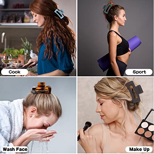 3.5 Inch Hair Claw Clips, 12 Pack Square Jaw Clips for Thick & Thin Hair