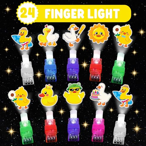72 PCS Duck Party Favors Set - LED Finger Lights & Glow Tattoos