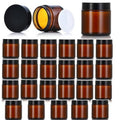 24 Pack 4oz Amber Glass Jars with Black Lids & Liners