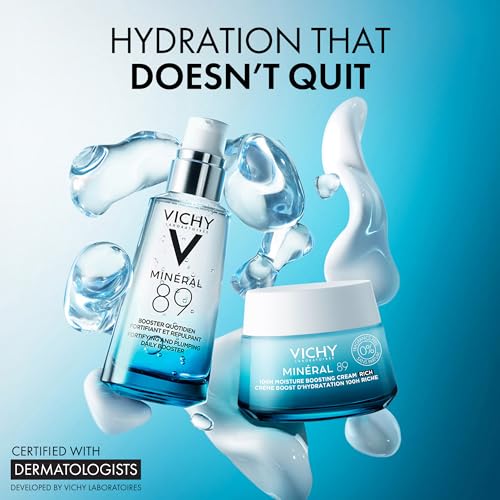 Vichy Mineral 89 Booster, Pure Hyaluronic Acid Serum for Face with Polyglutamic Acid for Skin Barrier Repair, Plumps & Hydrates, Lightweight Hydrating Serum, Oil-Free, Non-Sticky