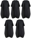 Black Waterproof Barber Cape with Metal Snap - 5 Pack
