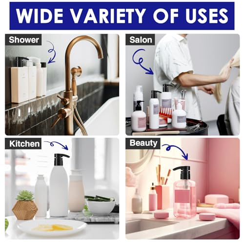 Shampoo Pump Dispenser for 33.8 oz Bottle, 2-Pack Black & White