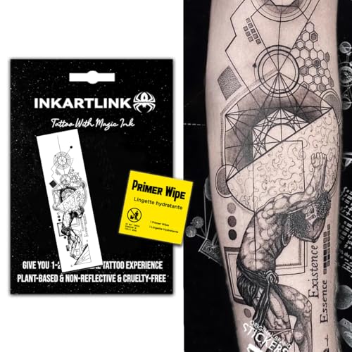 INKARTLINK Temporary Tattoos, Semi Permanent Tattoo Adult Art Design Waterproof Temp Tattoo Stickers Realistic Look, No Adhesive, Lasts 1-2 Weeks (Atlas)