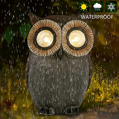 DKJOCKY Owl Garden Statues Outdoor Decor with Solar LED Lights - Cute Owl Figurines Garden Gifts Yard Art Sculptures for Outside, Patio, Backyard, Garden Decorations, Lawn Ornaments