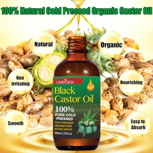 CRISTALBOX Organic Jamaican Black Castor Oil – 3 Pack 100% Pure for Hair, Skin & Nails