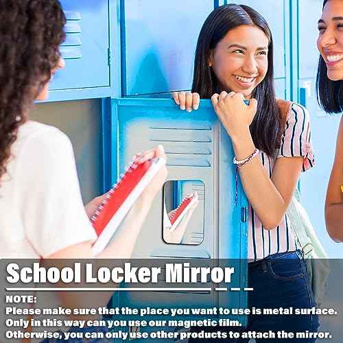 Magnetic Locker Mirror 5.5''x7'' Small Real Glass Makeup Mirror with Magnetic Backing Cute Locker Decorations for Office Cabinet Lockers Accessories