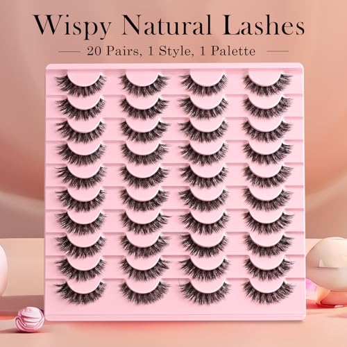 Wispy False Eyelashes - Cat Eye Strips, Clear Band, 20 Pairs