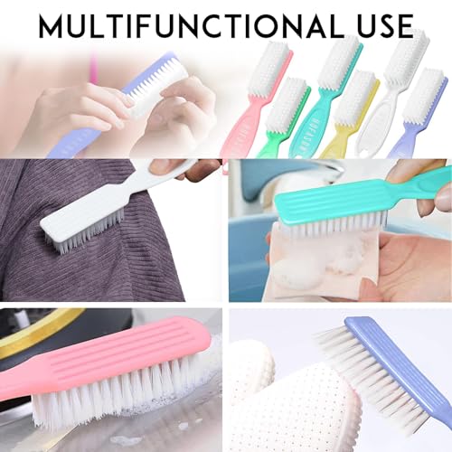 Nail Brush for Cleaning Fingernails and Toenails - Macaron Handle Grip - 6 Pack