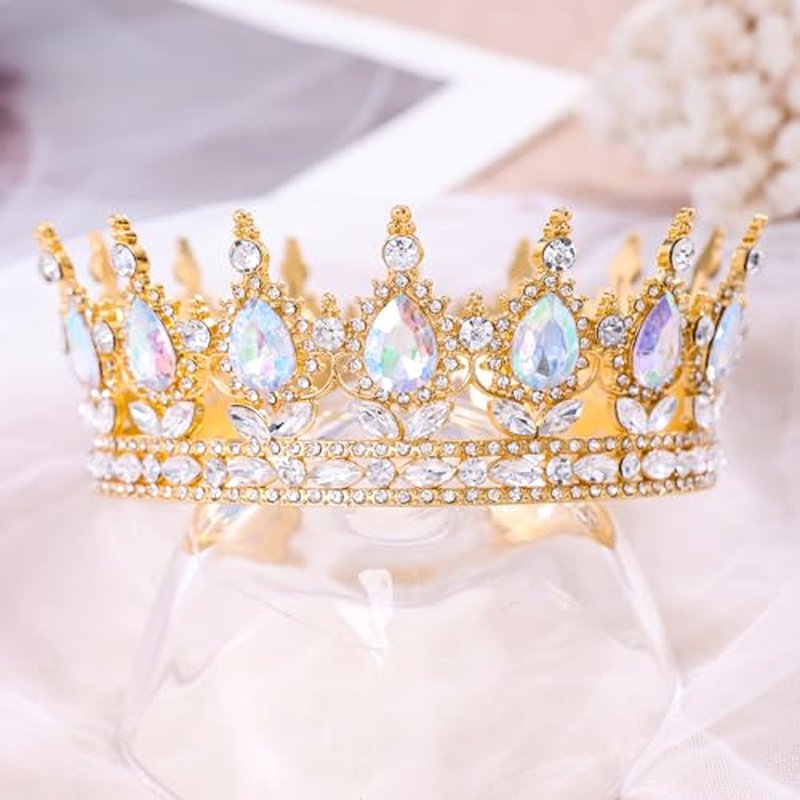 Crystal Rhinestone Queen Crown Tiara for Women - Elegant Wedding Hair Accessory