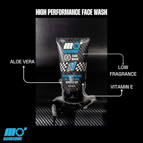 Mo' Handsome Premium Men's Face Wash ? Deep Cleaning & Hydrating High Performance Cleanser for Active Men | Removes Dirt, Oil & Sweat ? Aloe Vera & Vitamin E for Nourished, Protected Skin