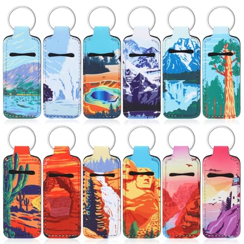 12 Pcs Lipstick Keychain Holder Bulk - Neoprene Lip Balm Pouch