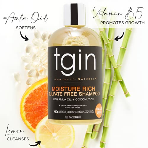 tgin Moisture Rich Shampoo for Curly & Dry Natural Hair - 13 oz